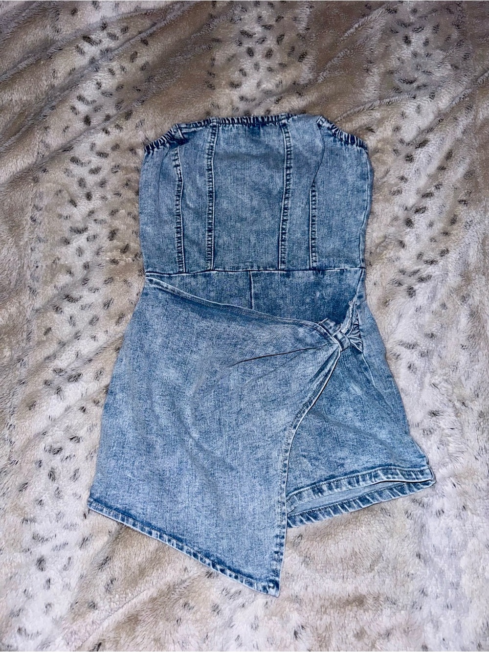 Strapless Light Blue Denim Women’s Jeans Skort